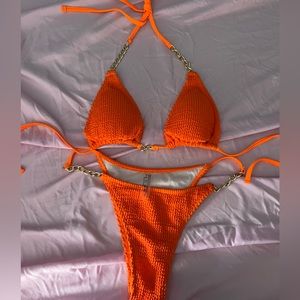 Fashion Nova Orange Chain Bikini Set